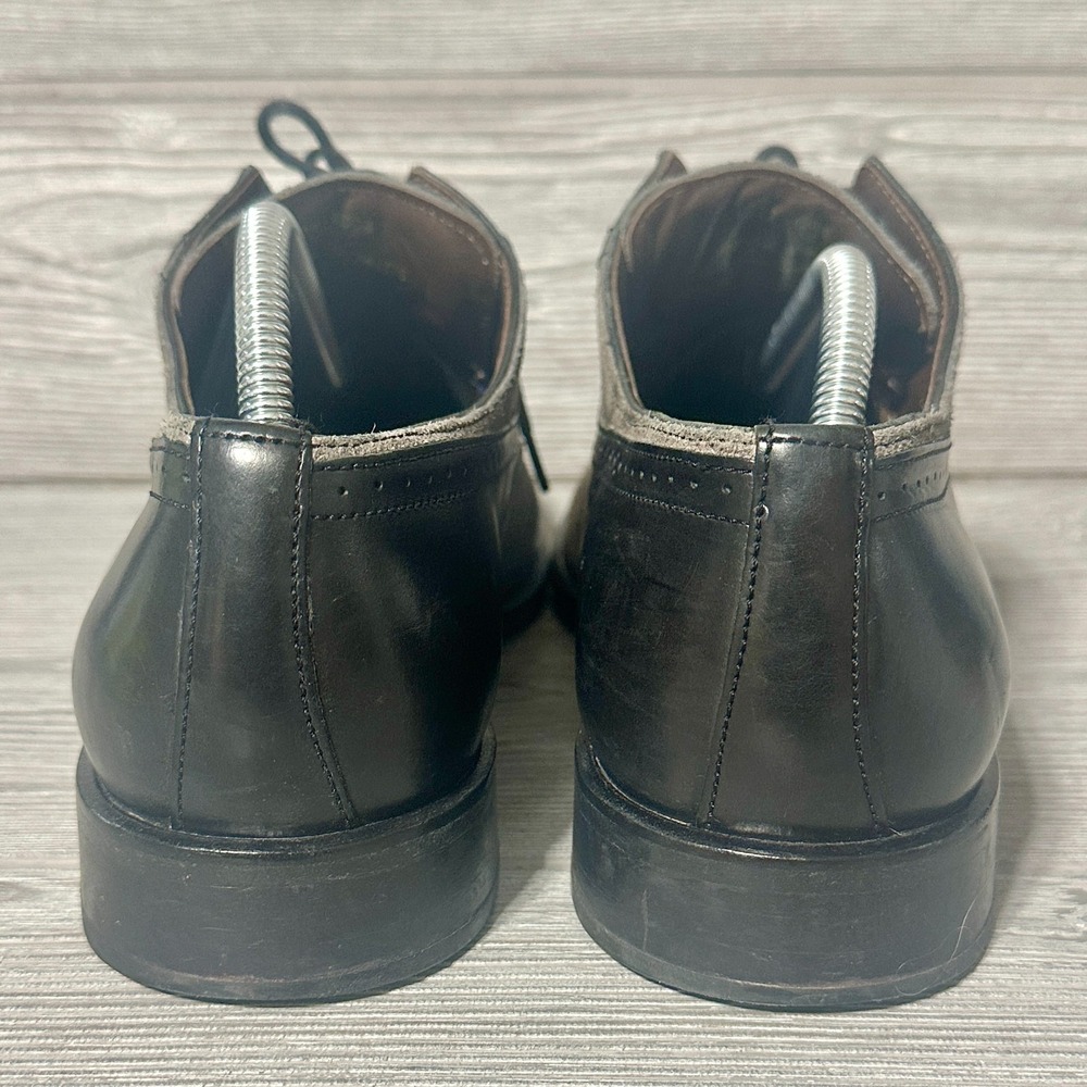 Johnston & Murphy J&M 1850 Mens 9.5 Grey Suede Black Leather Wingtip Derby Shoes - Picture 4 of 8